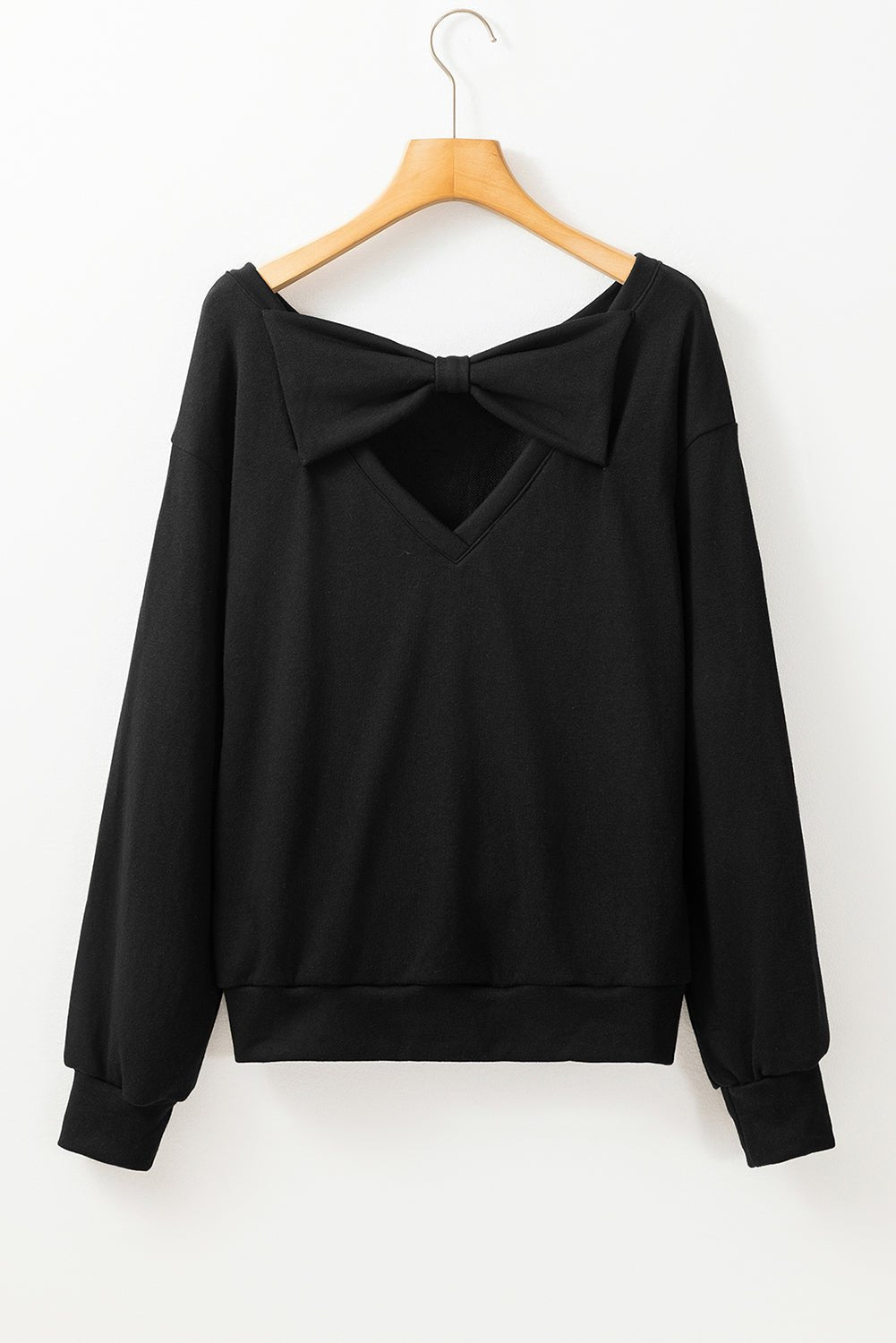 Black Bowknot Dewback Round Neck Sweatshirt - Goddess Vibes