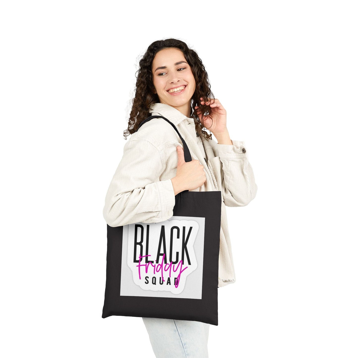Black Friday Squad Tote Bag — Cotton Canvas Shopping Tote - Crowned Energy CO.