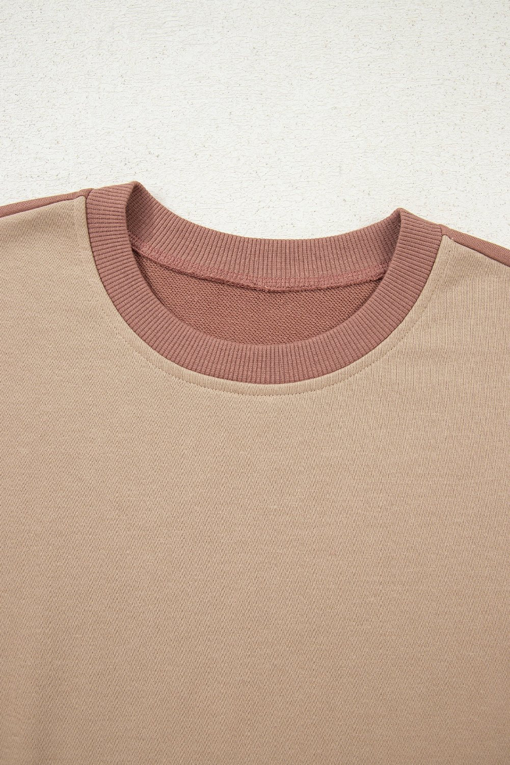 Khaki Color Block Long Sleeve Crop Top Drawstring Pant Set - Goddess Vibes