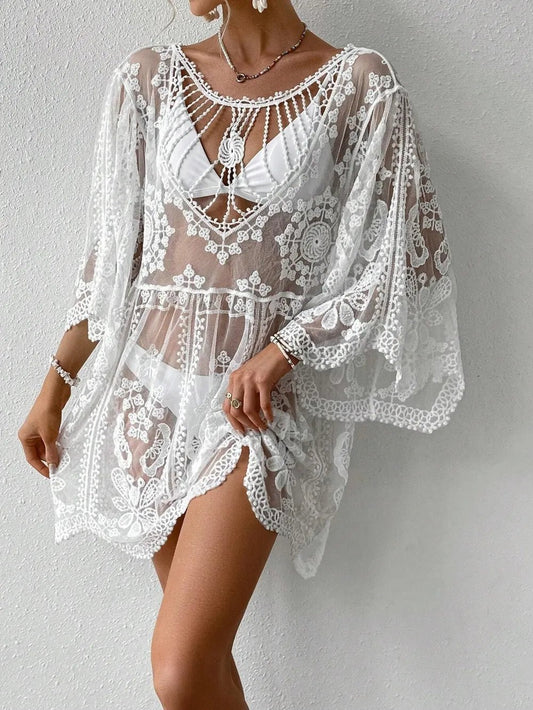 Lace Round Neck Cover - Up - Crowned Energy CO.