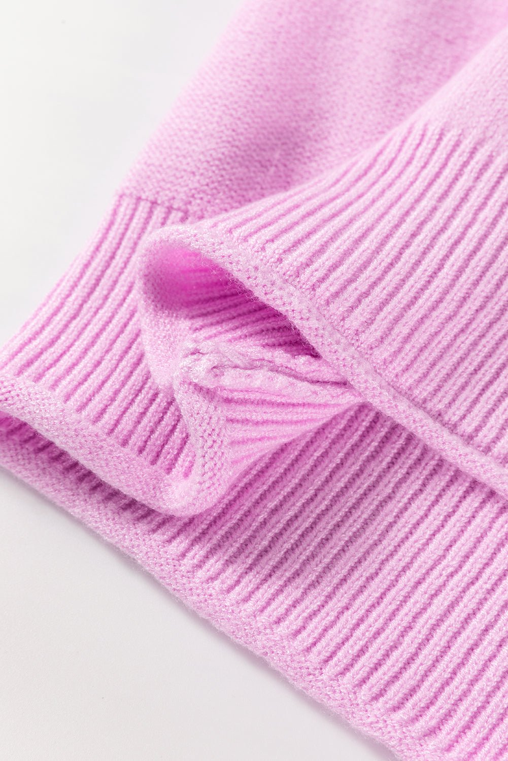 Pink Raw Edge Ribbed Detail Drop Shoulder Sweater - Goddess Vibes