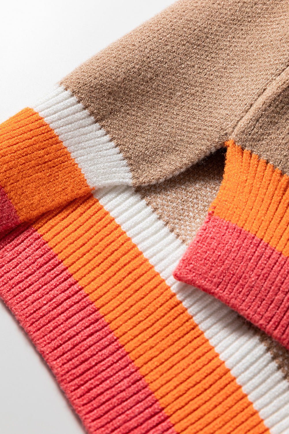 Smoke Gray Big Flower Pattern Contrast Striped Baggy Sweater - Goddess Vibes