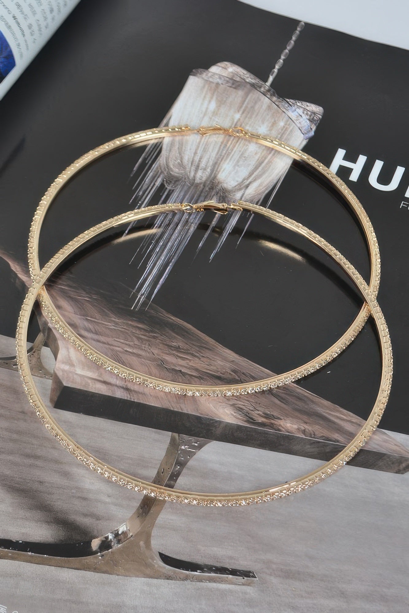 12cm Double Rhinestone Hoop Earrings - Goddess Vibes