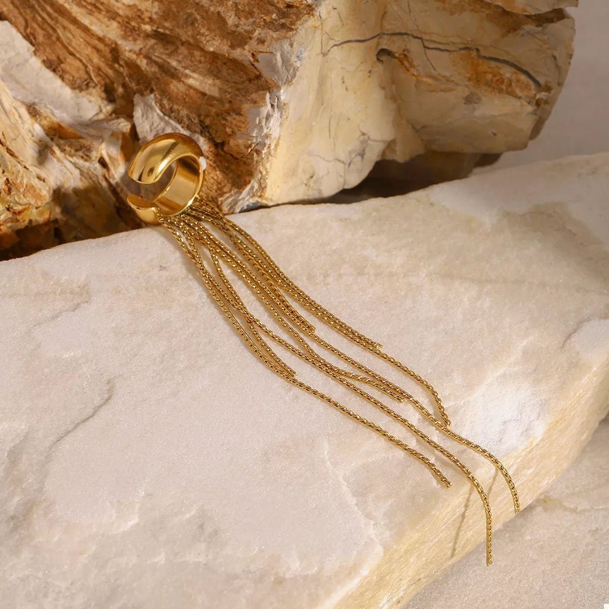 18K Gold - Plated Chain Fringe Earrings - Goddess Vibes