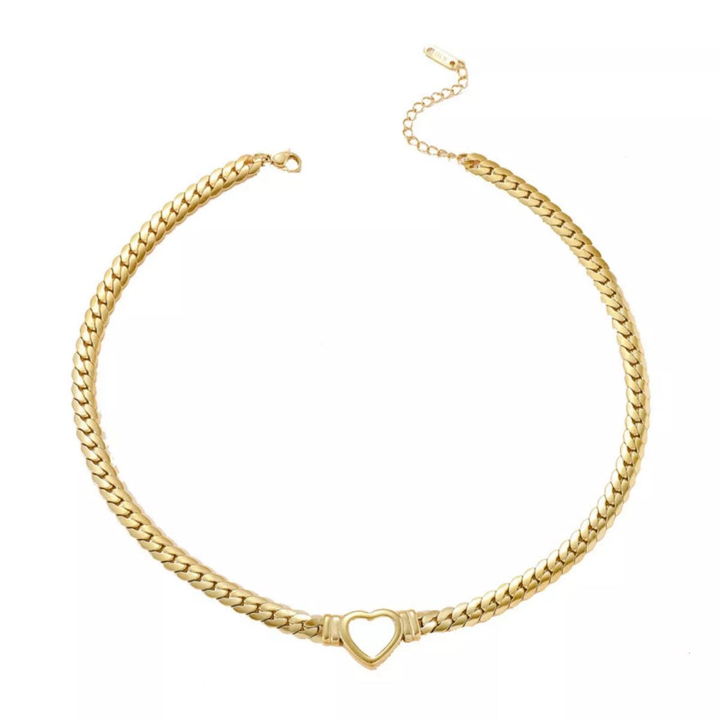 18K Gold - Plated Chain Heart Necklace - Crowned Energy CO.