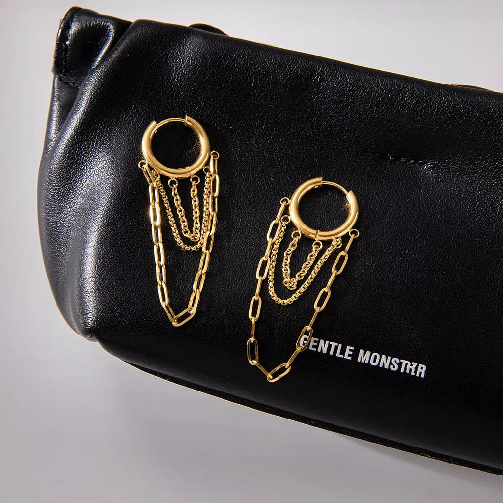 18K Gold - Plated Chain Hoop Earrings - Goddess Vibes