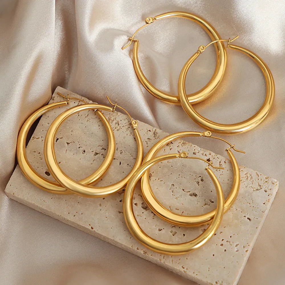 18K Gold - Plated Hoop Earrings - Crowned Energy CO.