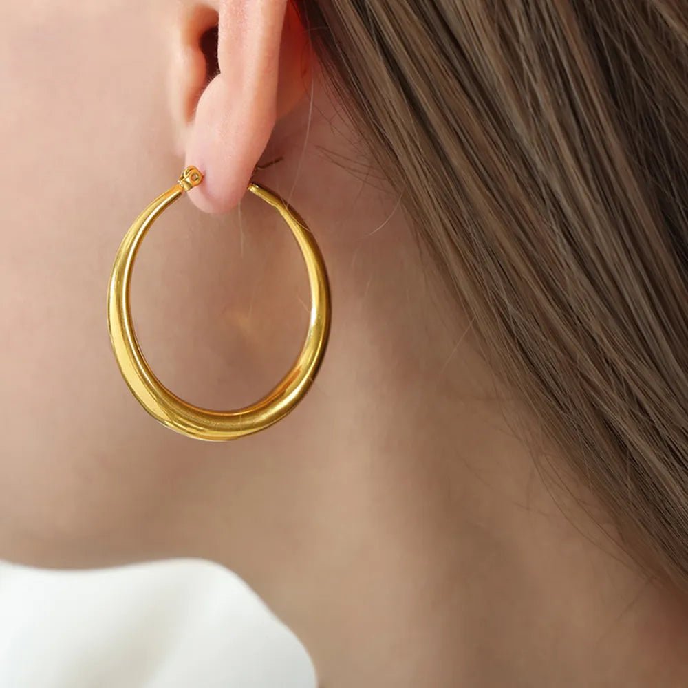 18K Gold - Plated Hoop Earrings - Crowned Energy CO.