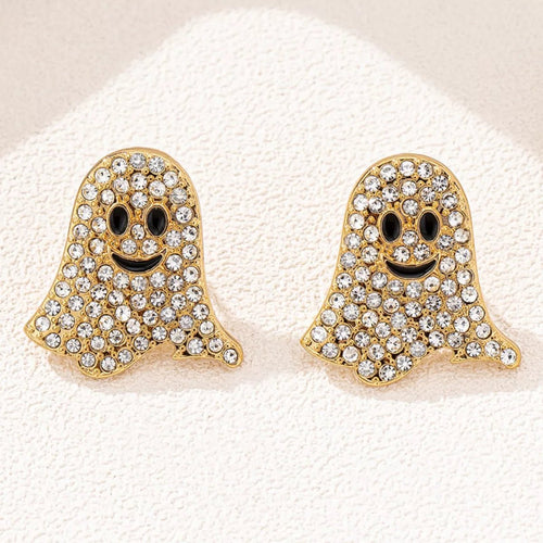 Crowned Energy CO. Gold / One Size Trendsi 18K Gold-Plated Rhinestone Halloween Ghost Earrings