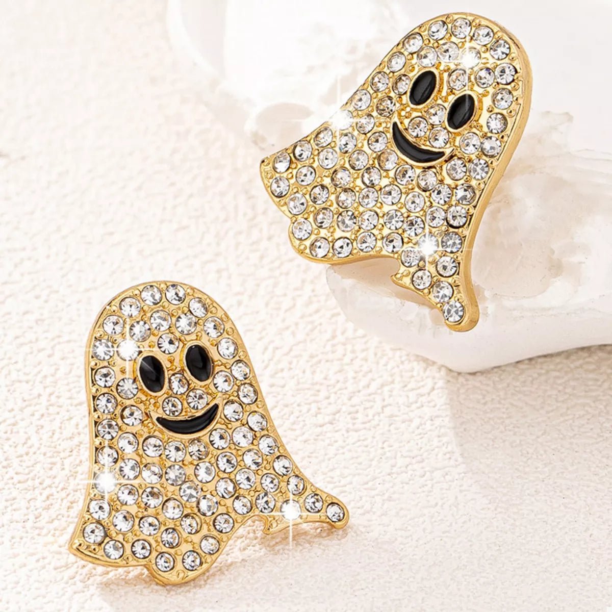 Crowned Energy CO. Gold / One Size Trendsi 18K Gold-Plated Rhinestone Halloween Ghost Earrings