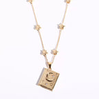 18K Gold - Plated Star Moon Zircon Lock Necklace - Goddess Vibes