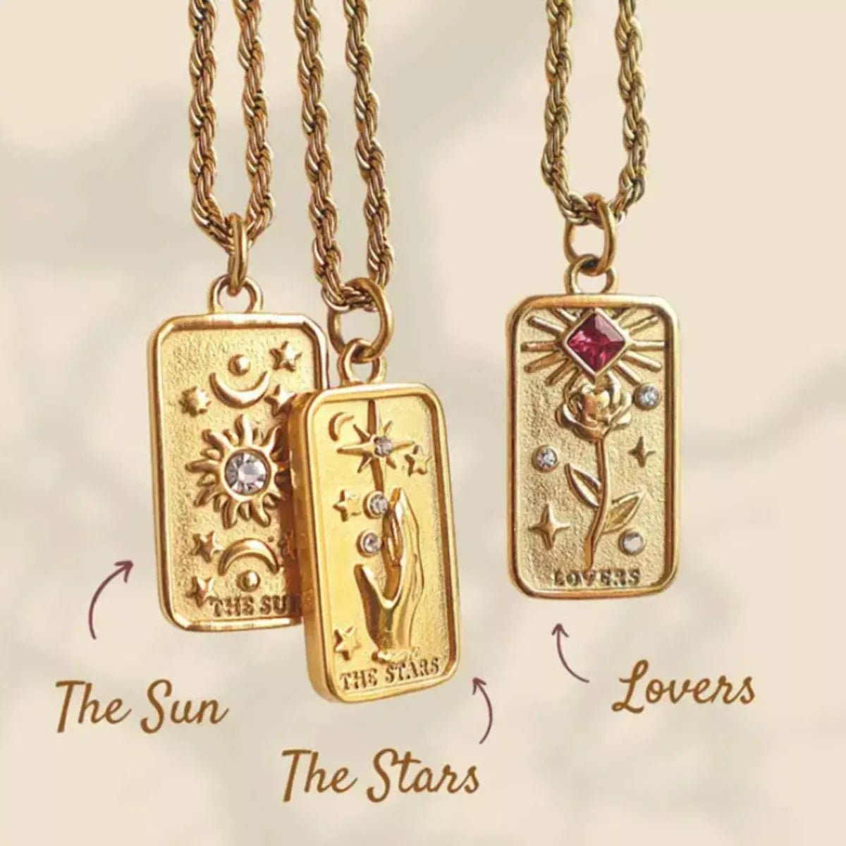 18K Gold - Plated Tarot Card Necklace - Goddess Vibes