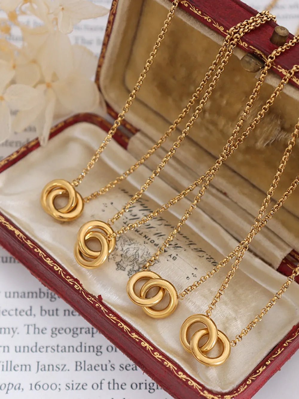 18K Gold - Plated Titanium Steel Hoop Pendant Necklace - Crowned Energy CO.