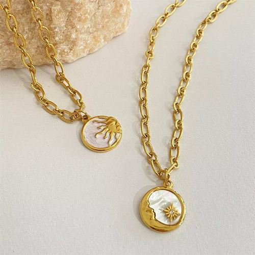 Crowned Energy CO. Sun / One Size Trendsi Jewelry 18K Gold-Plated Titanium Steel Pendant Necklace