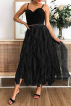 A Line Long Tulle Tiered Skirts - Goddess Vibes