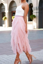 A Line Long Tulle Tiered Skirts - Goddess Vibes