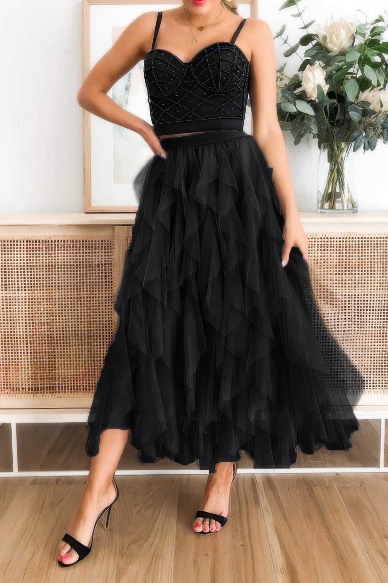 A Line Long Tulle Tiered Skirts - Goddess Vibes