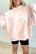 Apricot Pink Oversize Mock Neck Sweatshirt - Crowned Energy CO.
