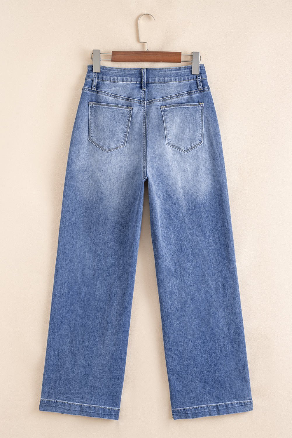 Beau Blue Tailored Center Seam Detail Straight Loose High Rise Jeans - Goddess Vibes