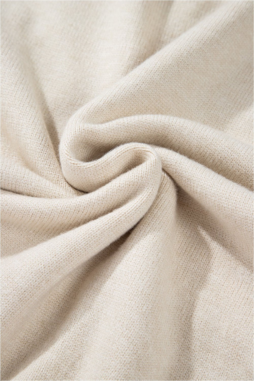 Beige Flower Stitching Mock Neck Sweater - Crowned Energy CO.