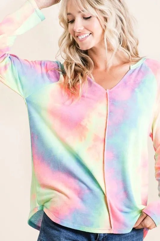 BiBi Long Sleeve Tie - Dye Terry T-Shirt - Goddess Vibes