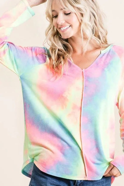 BiBi Long Sleeve Tie - Dye Terry T-Shirt - Goddess Vibes