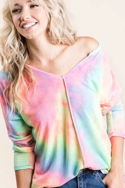 BiBi Long Sleeve Tie - Dye Terry T-Shirt - Goddess Vibes
