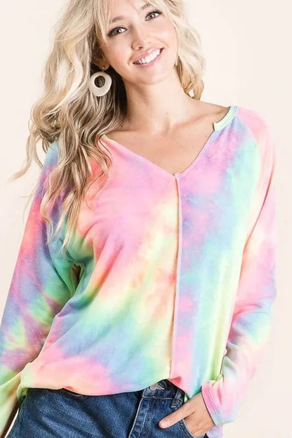 BiBi Long Sleeve Tie - Dye Terry T-Shirt - Goddess Vibes