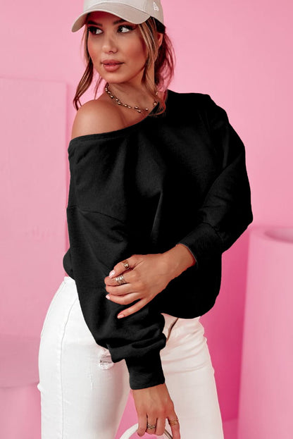 Black Bowknot Dewback Round Neck Sweatshirt - Goddess Vibes