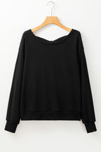 Black Bowknot Dewback Round Neck Sweatshirt - Goddess Vibes