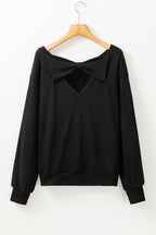 Black Bowknot Dewback Round Neck Sweatshirt - Goddess Vibes
