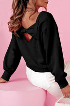 Black Bowknot Dewback Round Neck Sweatshirt - Goddess Vibes