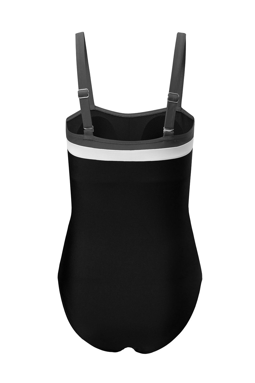 Black Color Block Detail Adjustable Straps One Piece Swimsuit - Crowned Energy CO.