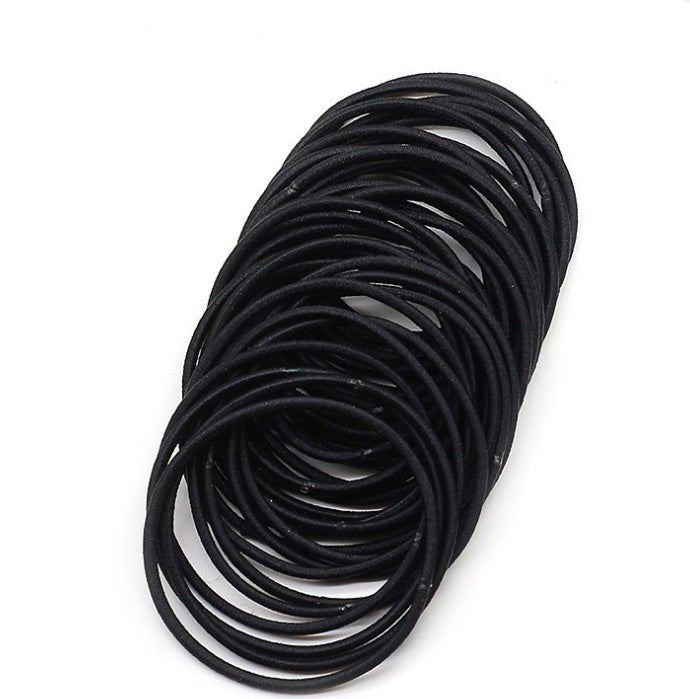 Crowned Energy CO. 100Pcs Goddess Vibes Accessories Black Elastic Hair Bands Ponytail Holder