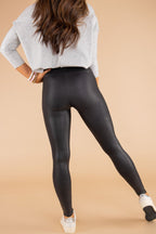 Black Faux Leather Skinny Leggings - Crowned Energy CO.
