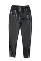 Black Faux Leather Zipped Detail Leggings - Crowned Energy CO.