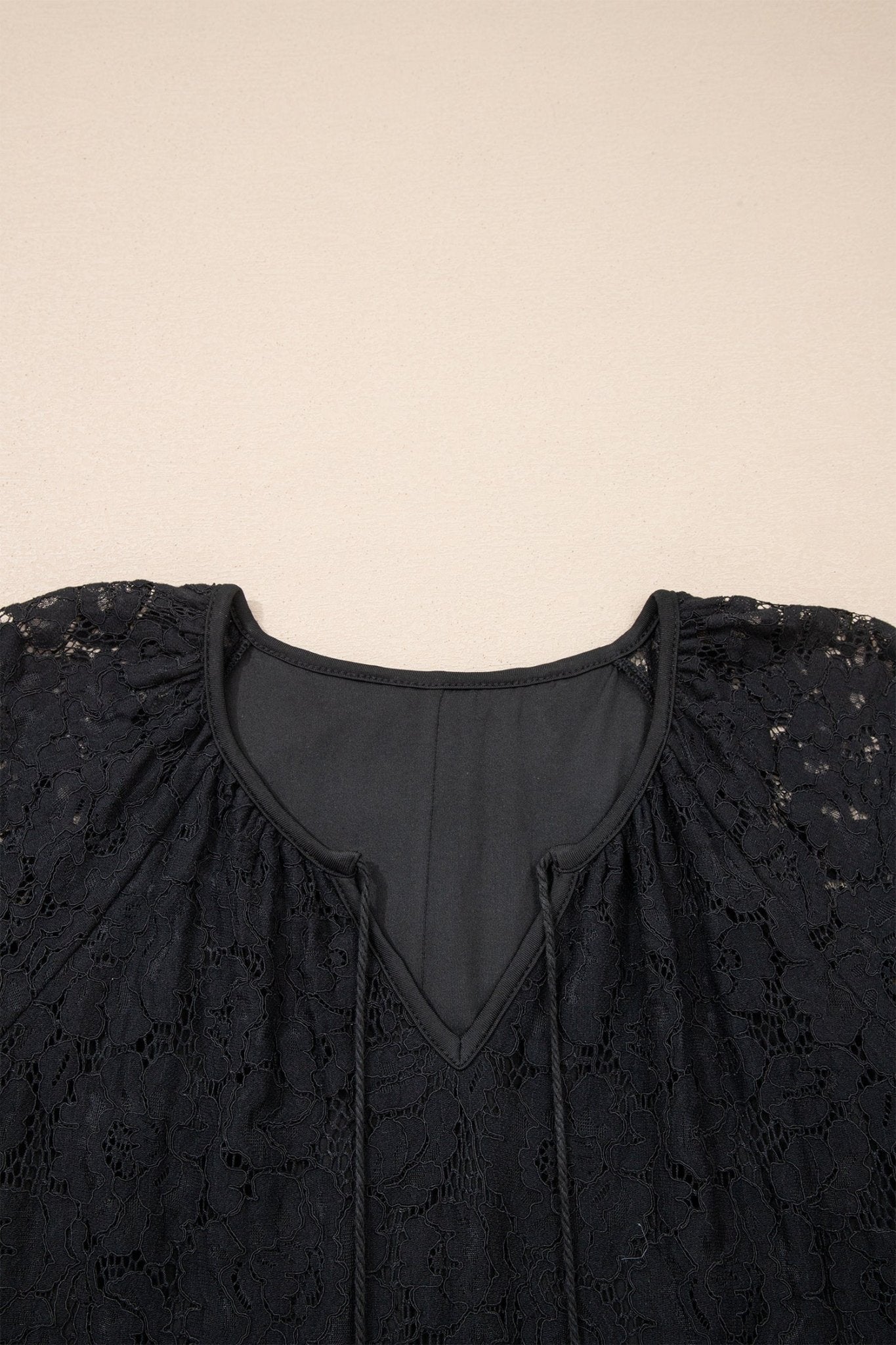 Black Floral Lace Overlay Tassel Tie Short Sleeve Beach Vacation Loose Maxi Dress - Crowned Energy CO.