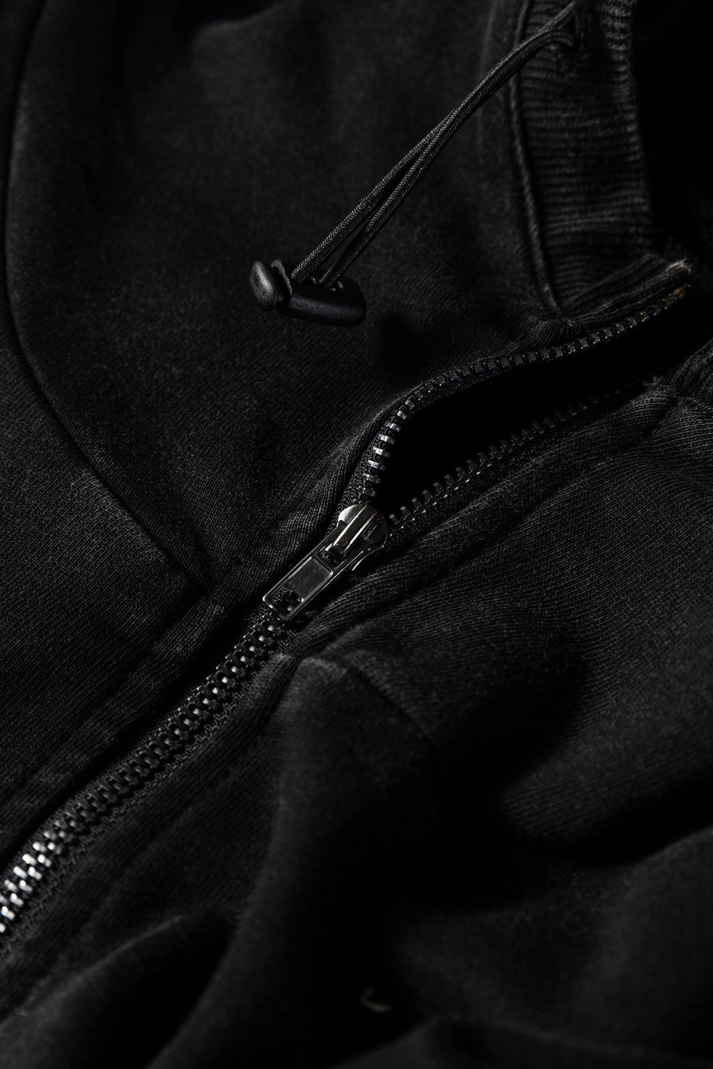 Black Half Zip Kangaroo Pocket Mineral Wash Baggy Hoodie - Crowned Energy CO.