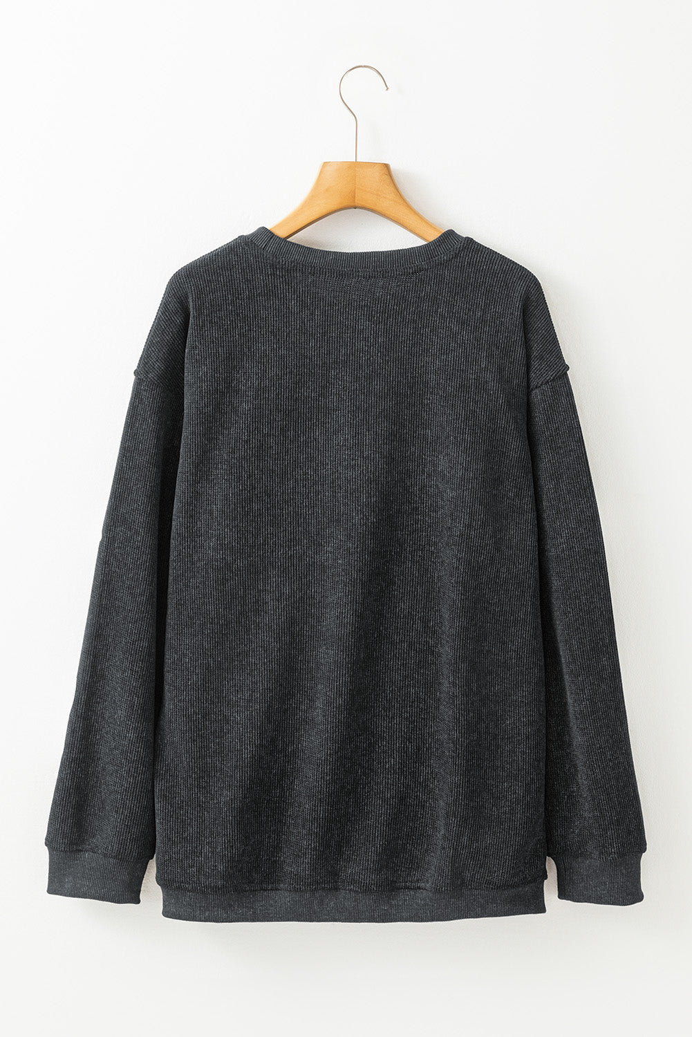 Black Halloween Ghost Corded Crew Neck Loose Sweatshirt - Goddess Vibes