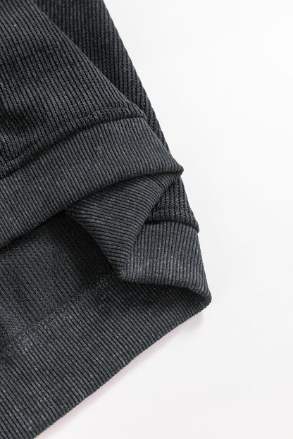 Black Halloween Ghost Corded Crew Neck Loose Sweatshirt - Goddess Vibes