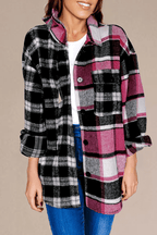 Black Plaid Colorblock Loose Shacket - Goddess Vibes