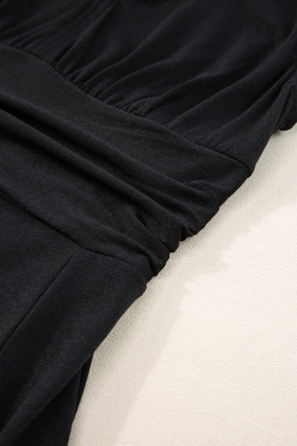 Crowned Energy CO. Black / S / 65%Polyester+30%Viscose+5%Elastane Dear-Lover Dropshipping Dresses Black Short Sleeve Shirred High Waist V Neck Maxi Dress