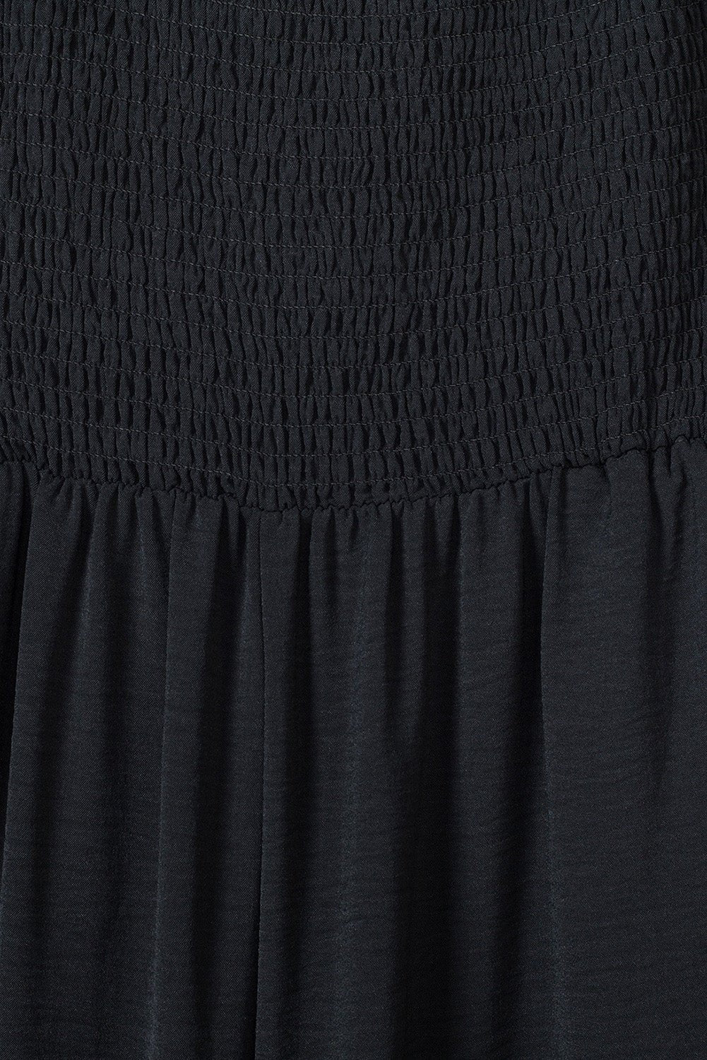 Black Smocked Sleeveless Wide Leg Jumpsuit with Pockets - Crowned Energy CO.