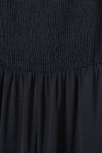Black Smocked Sleeveless Wide Leg Jumpsuit with Pockets - Crowned Energy CO.