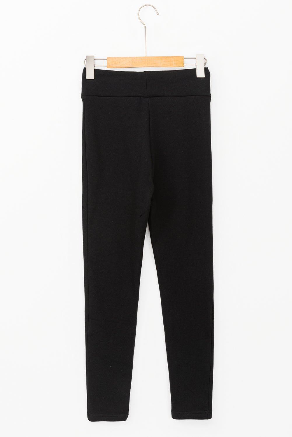 Black Solid Drawstring Waist Thermal Lined Leggings - Goddess Vibes