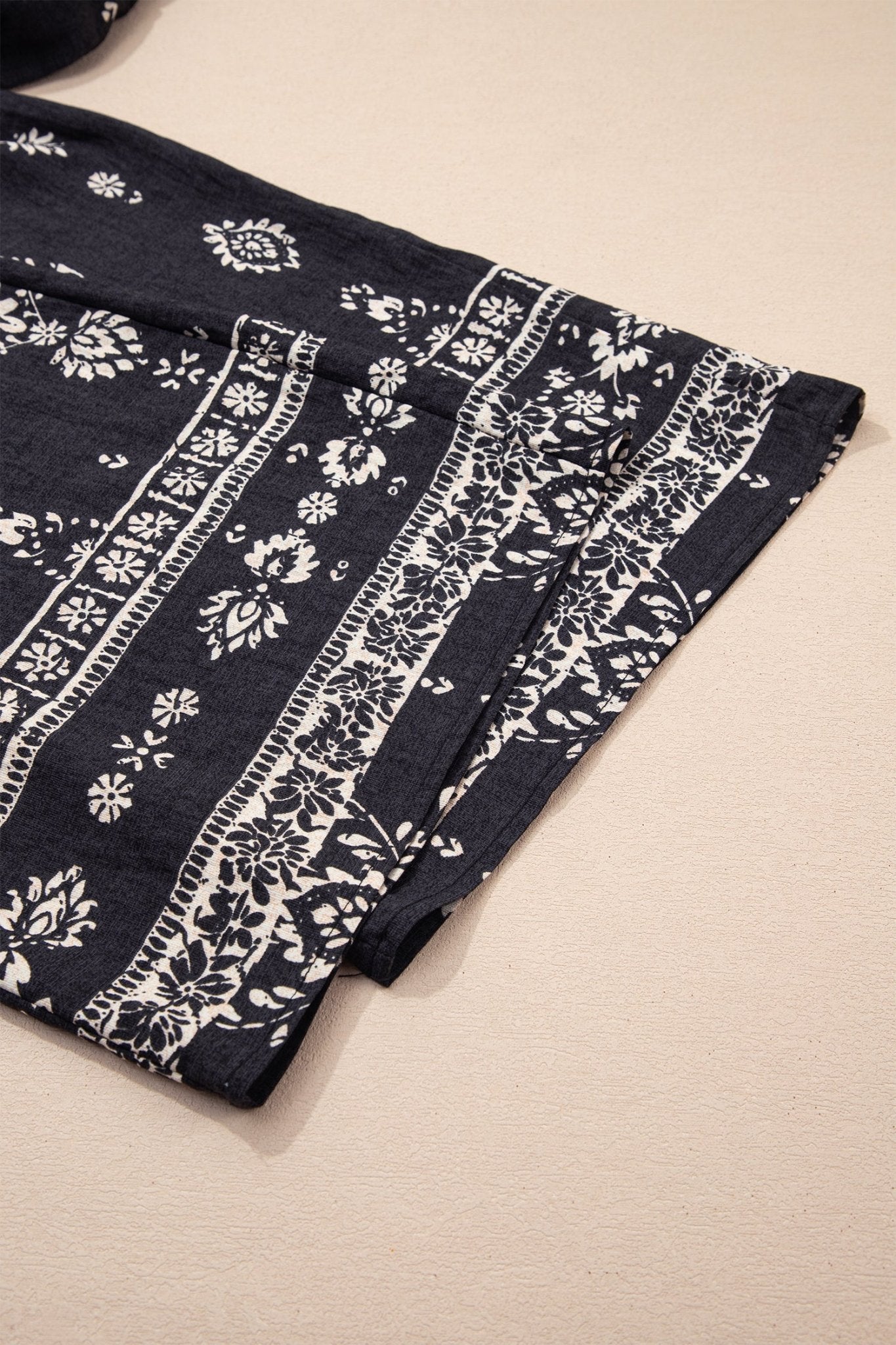 Black Spaghetti Straps Elastic Waist Loose Ethnic Print Jumpsuit - Crowned Energy CO.