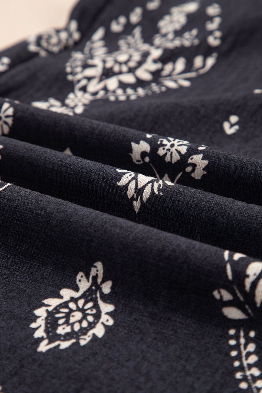 Black Spaghetti Straps Elastic Waist Loose Ethnic Print Jumpsuit - Crowned Energy CO.