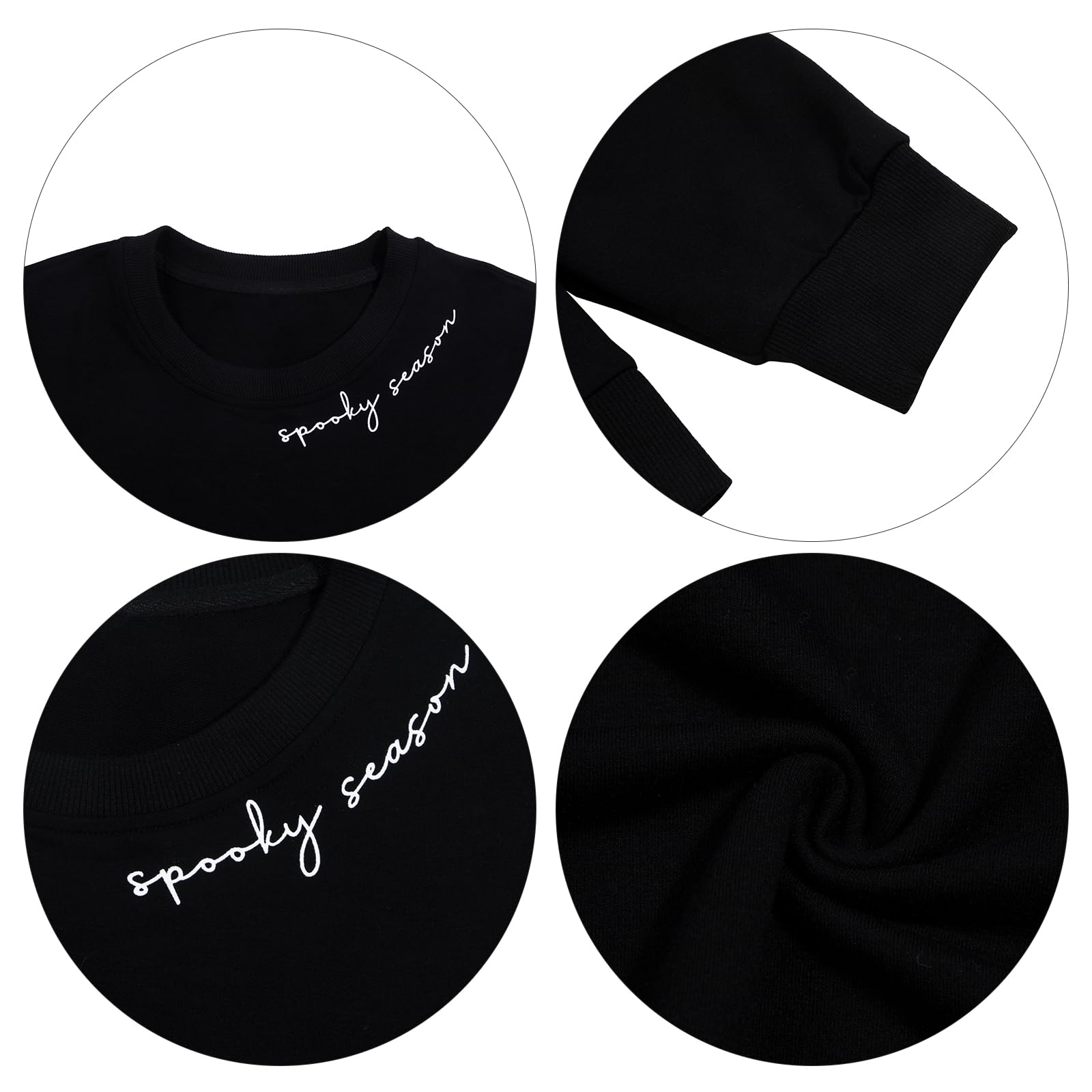 Black Spooky Season Halloween Ghost Printed Drop Shoulder Sweatshirt - Goddess Vibes