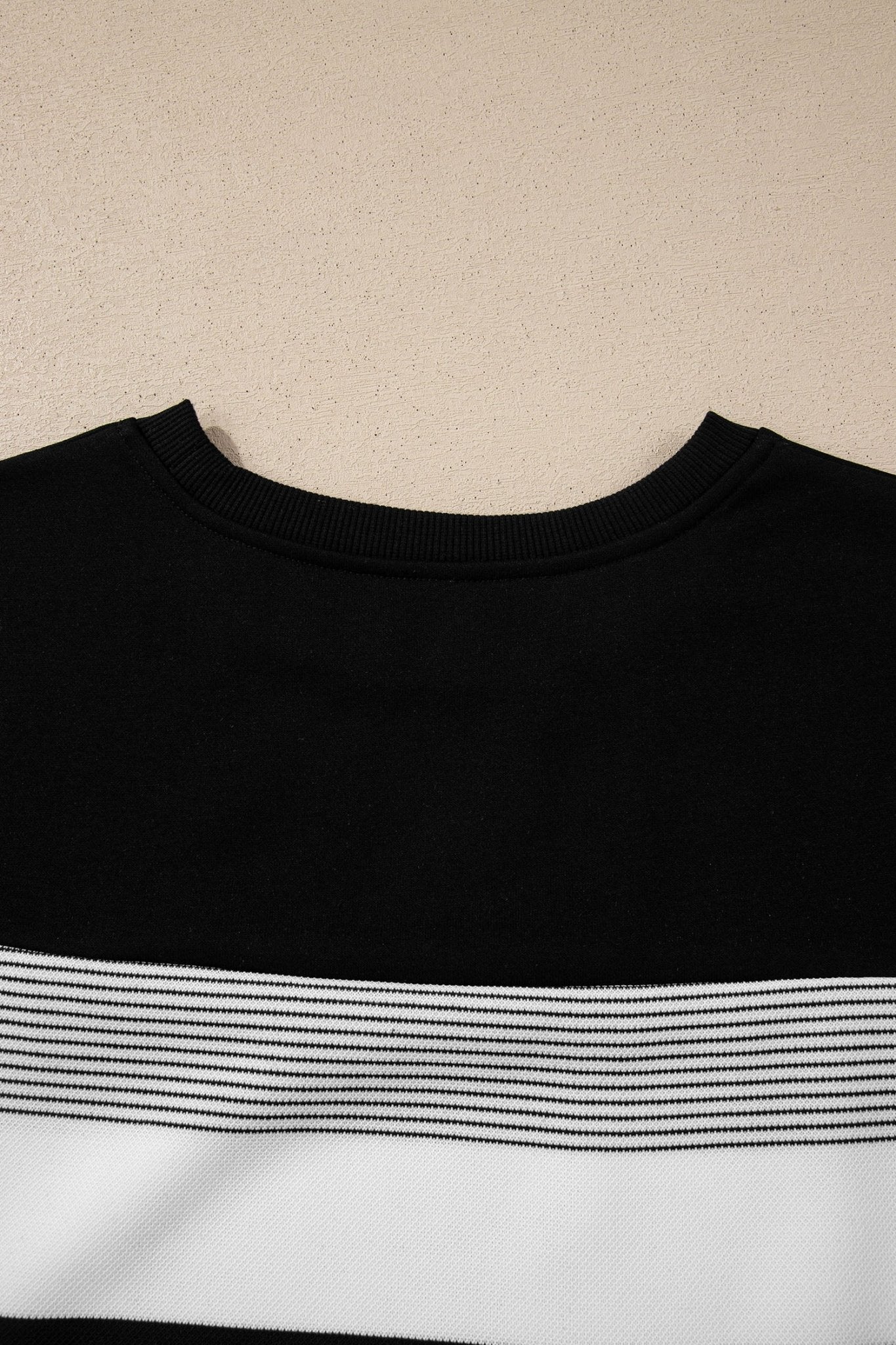 Black Stripe Mixed Print Crew Neck Cap Sleeve T Shirt - Crowned Energy CO.