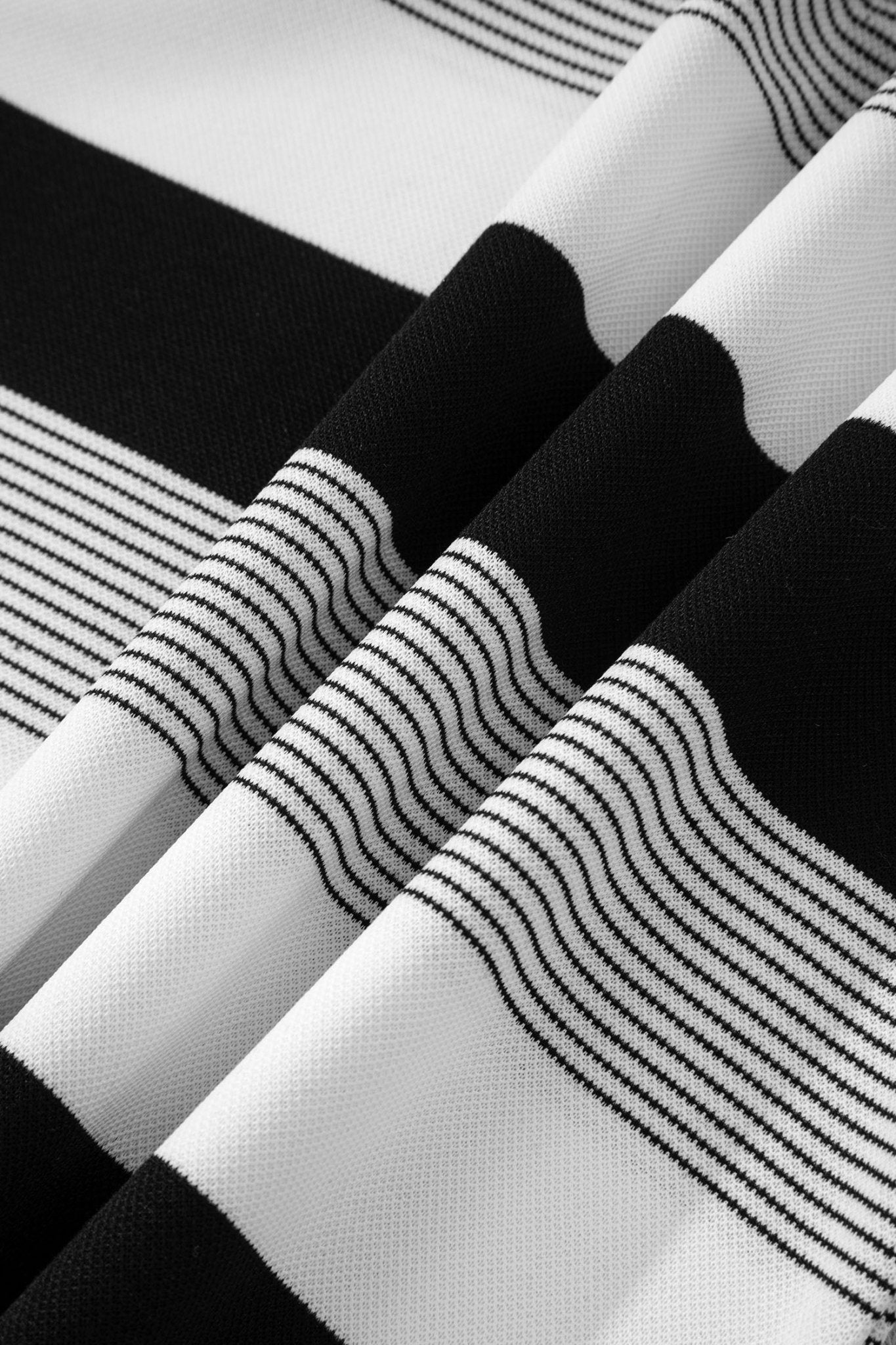 Black Stripe Mixed Print Crew Neck Cap Sleeve T Shirt - Crowned Energy CO.